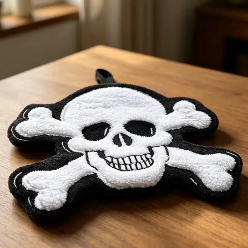 Gothic-Totenkopf-Fleece-Handtuch zum Aufhängen