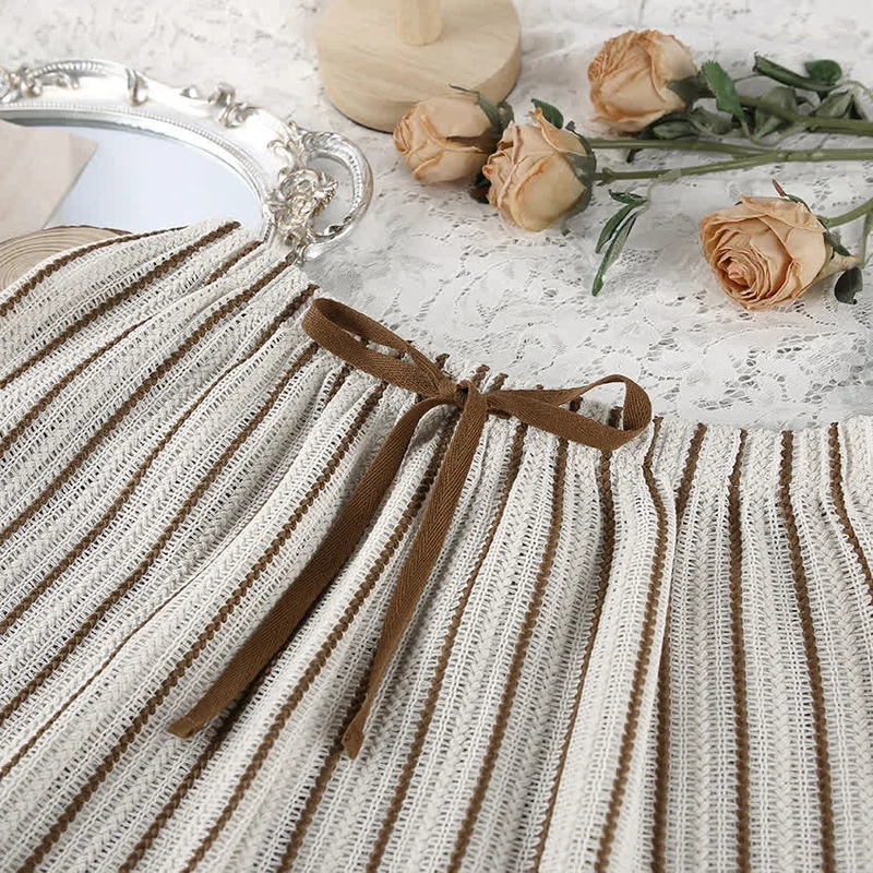 Müheloses gestreiftes Baumwoll-Wickel-Resort-Loungewear-Set
