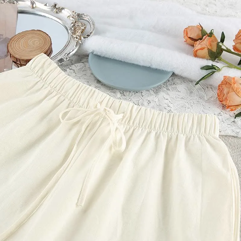Minimalistischer Baumwoll-Pyjama-Set mit langen Ärmeln und Taschen