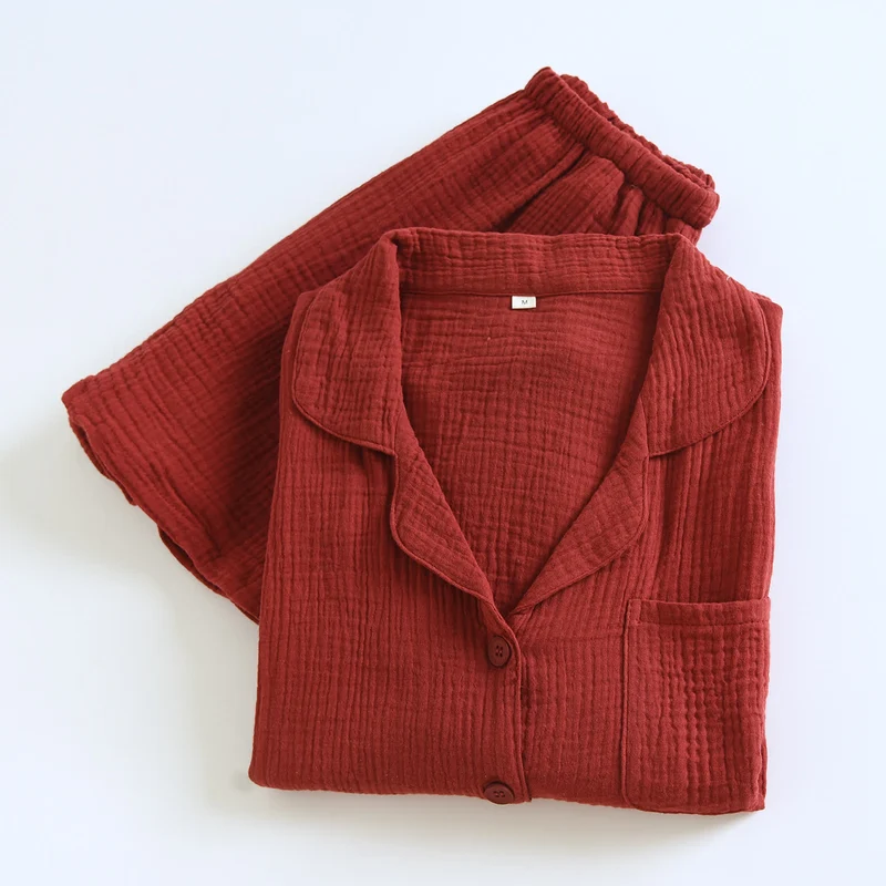 Loungewear-Set aus Baumwollgaze mit Knopfleiste