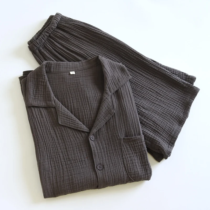 Loungewear-Set aus Baumwollgaze mit Knopfleiste
