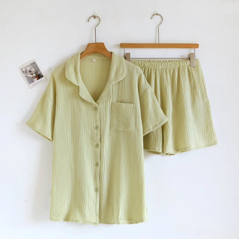Loungewear-Set aus Baumwollgaze mit Knopfleiste