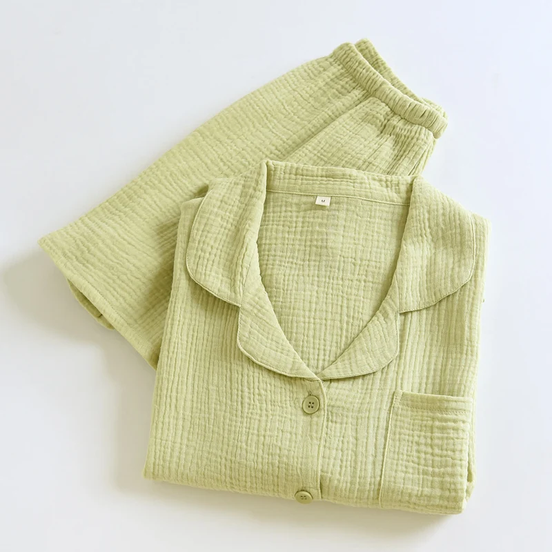 Loungewear-Set aus Baumwollgaze mit Knopfleiste
