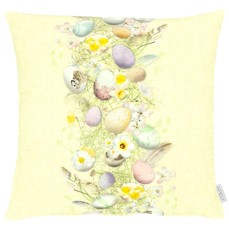 APELT 6810 Kissenbezug Oster-Motiv Ostereier und Blüten