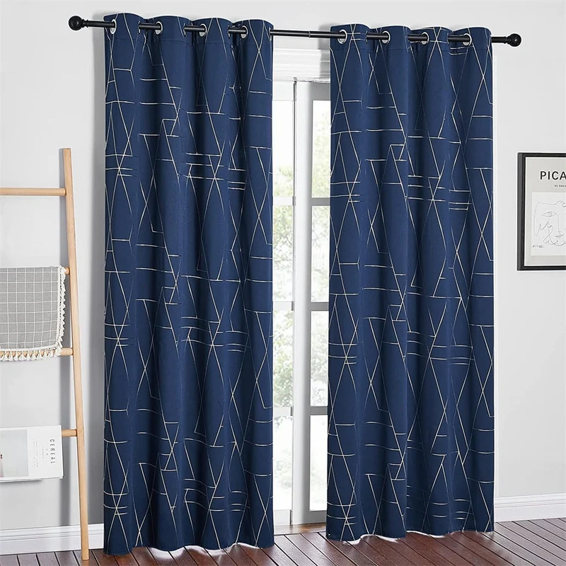 Verdunkelungsvorhang Hamina Blau geometrisches Muster