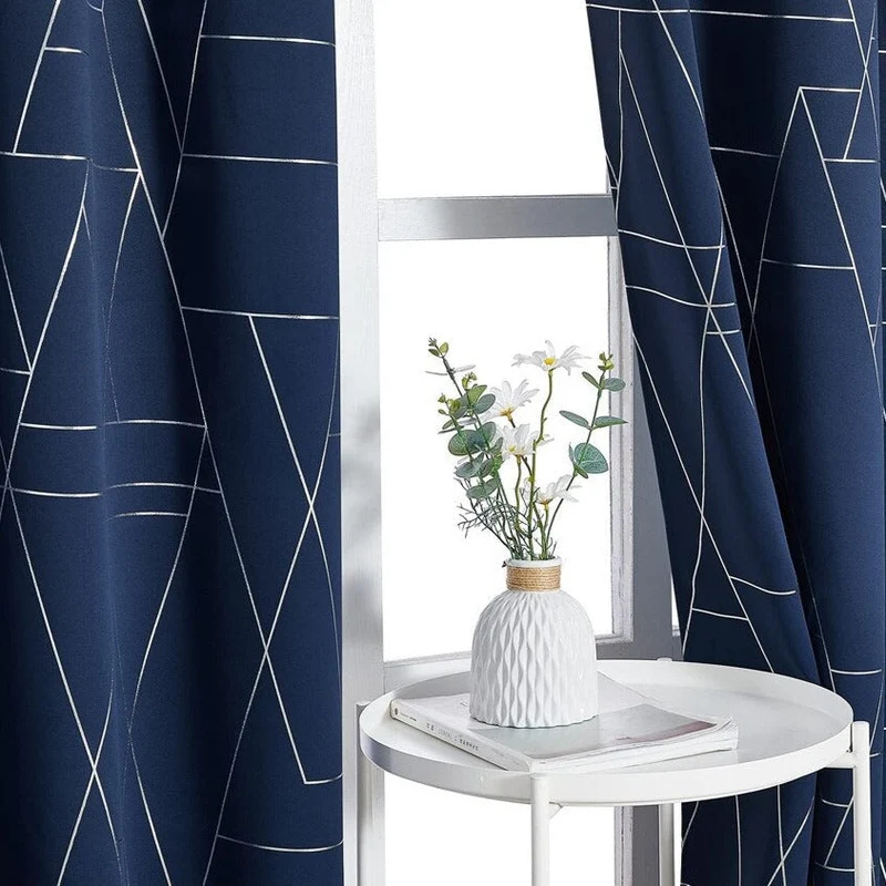 Verdunkelungsvorhang Hamina Blau geometrisches Muster