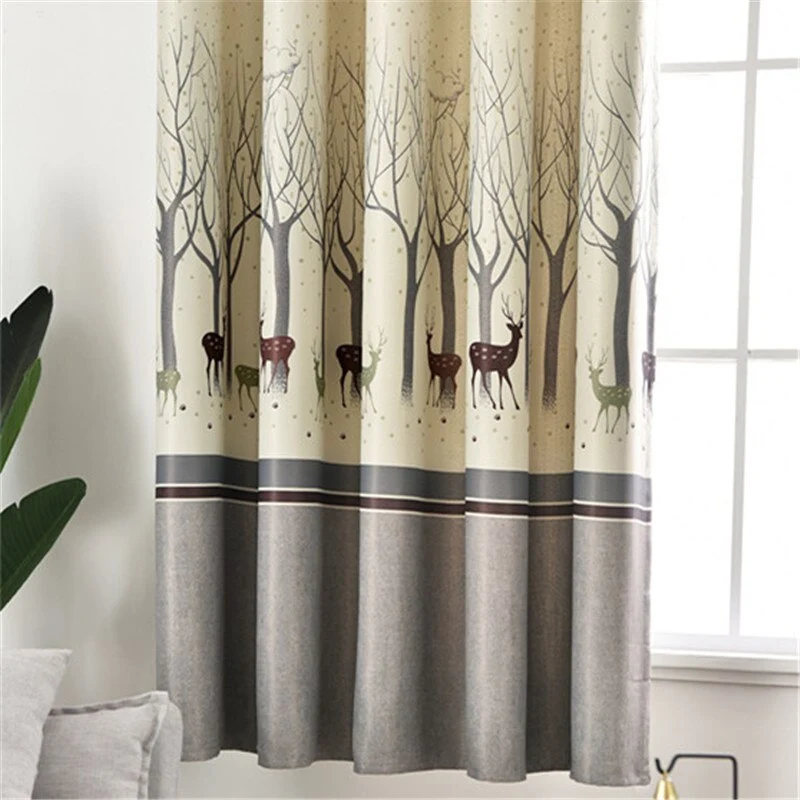 Vorhang Gea mit Wald- und Hirschmotiv