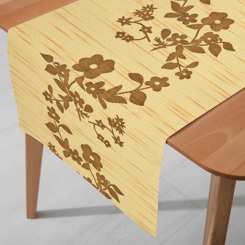 Miami Tischläufer Sunrise Floral mokka beige
