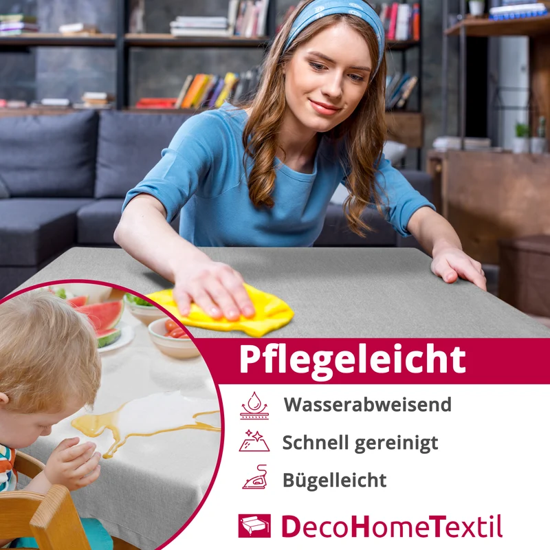 Leinen Optik Tischdecke eckig weiß