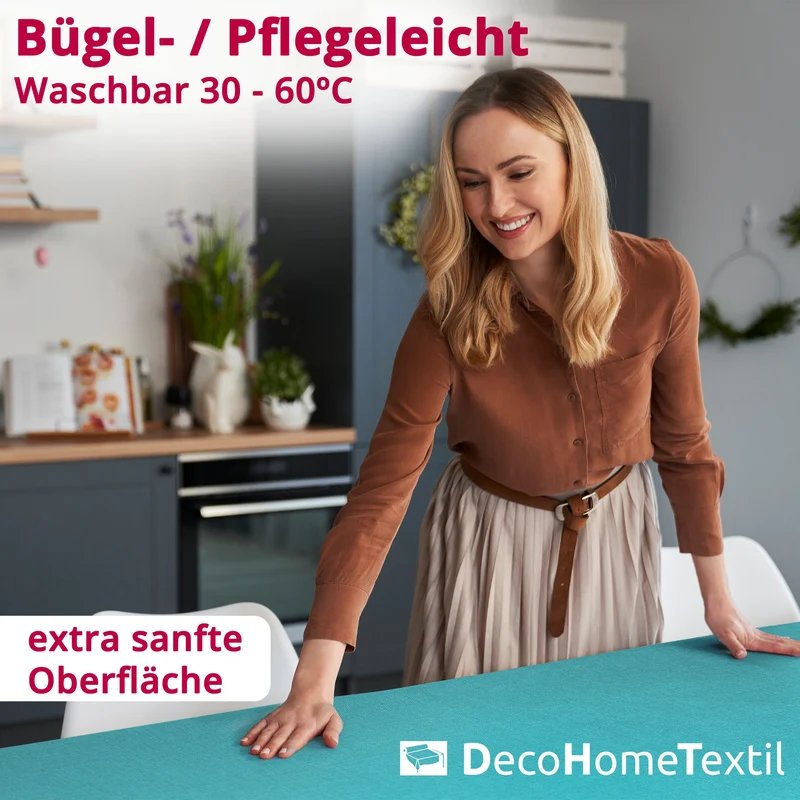 Leinen Optik Tischdecke eckig türkis