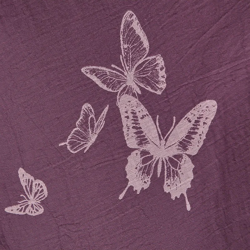 Kimono-Bademantel aus doppellagigem Baumwoll-Doppelgaze mit Schmetterlingsmotiv