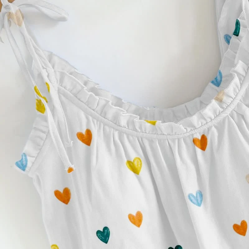 Loungewear mit Spaghettiträgern und Herzchenmuster