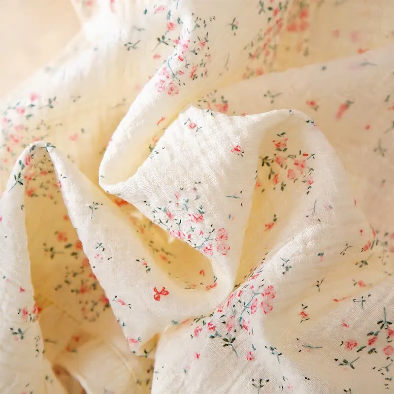 Refresh Loungewear-Set aus Baumwollgaze mit Rüschen und floralem Muster