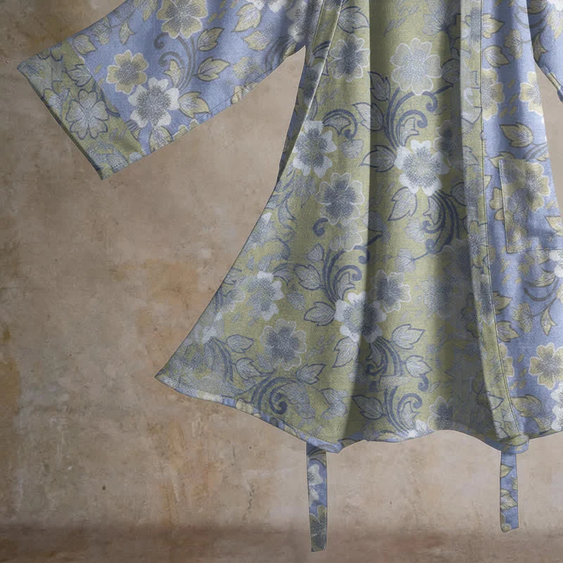 Retro-Kimono aus Baumwolle mit Blumenmuster