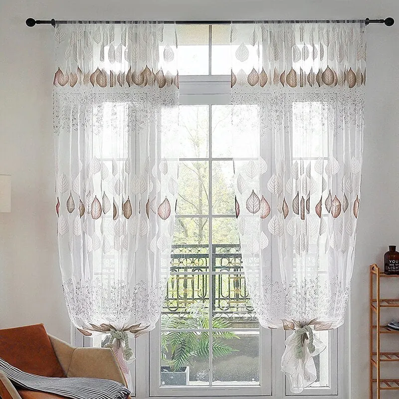 Transparente Gardine Café mit Blattmuster