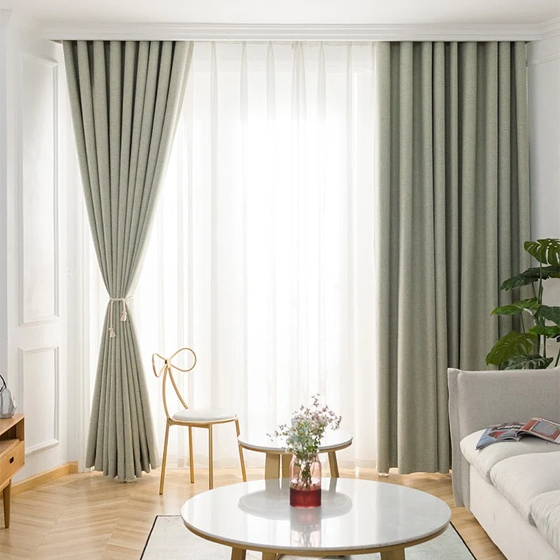 Verdunkelungsvorhang Grün in moderner Leinenoptik