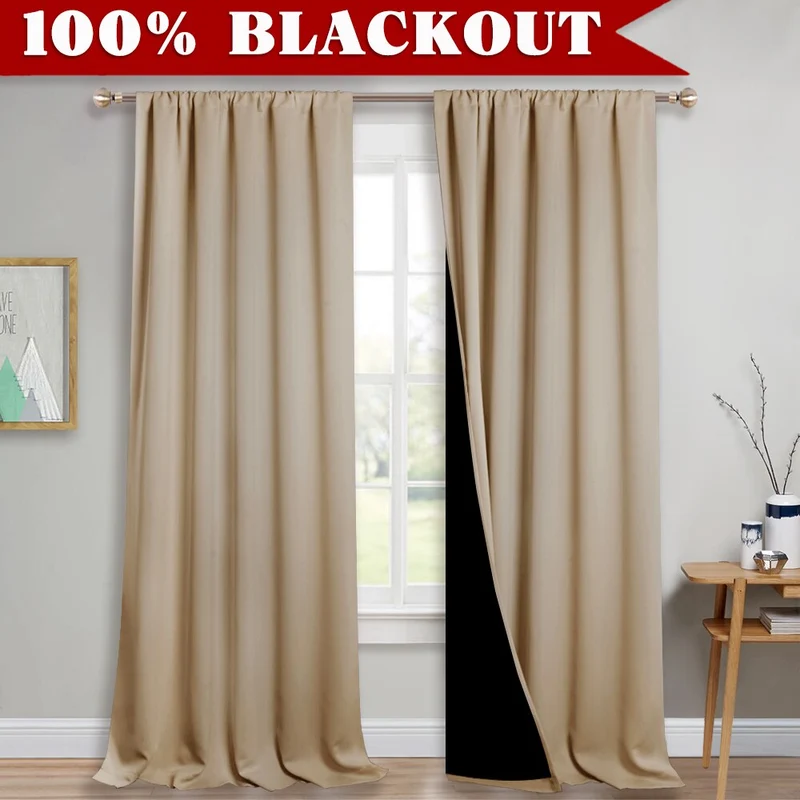 Verdunkelungsvorhang blickdicht mit Ösen Beige
