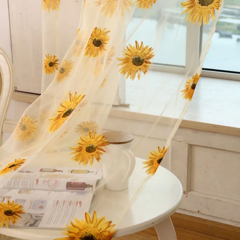 Gardine Betio mit Sonnenblumen-Muster