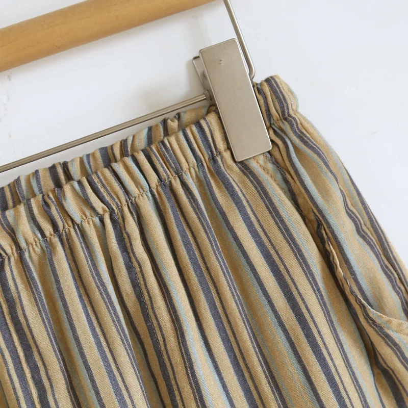 Vintage-Straped Cotton Loungewear Set
