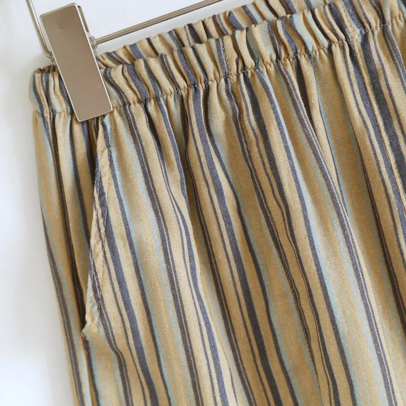 Vintage-Straped Cotton Loungewear Set