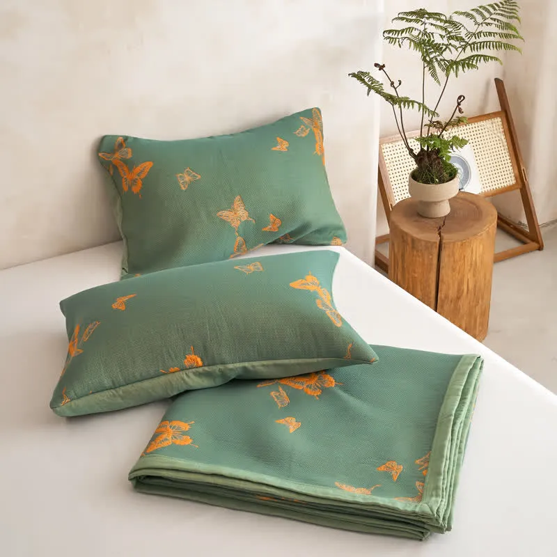 Elegante Baumwoll-Steppdecke mit Schmetterlingsmuster