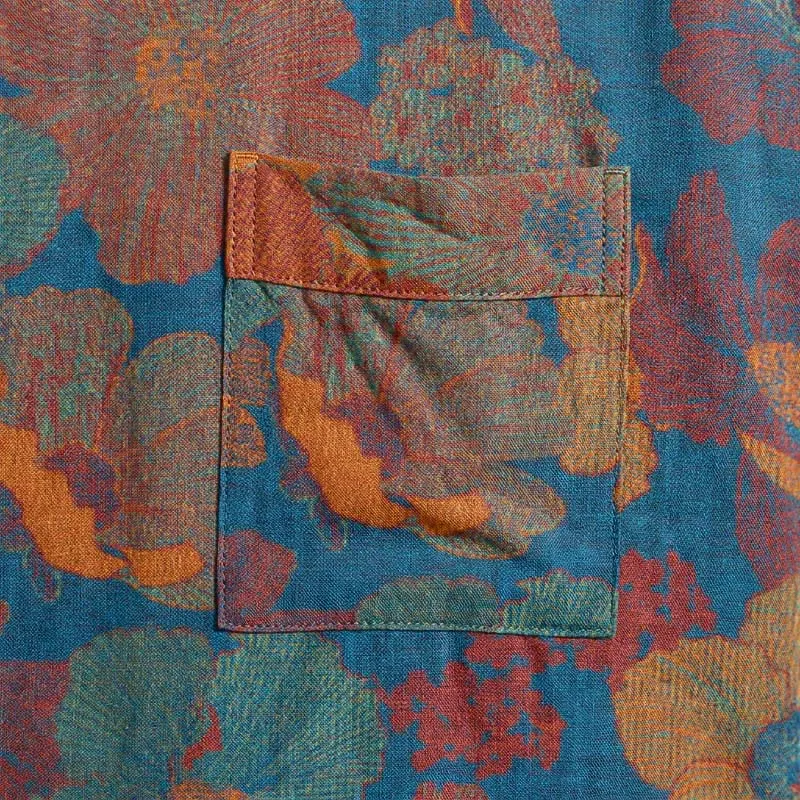 Vintage Kimono-Bademantel aus Baumwolle mit Blumenmuster