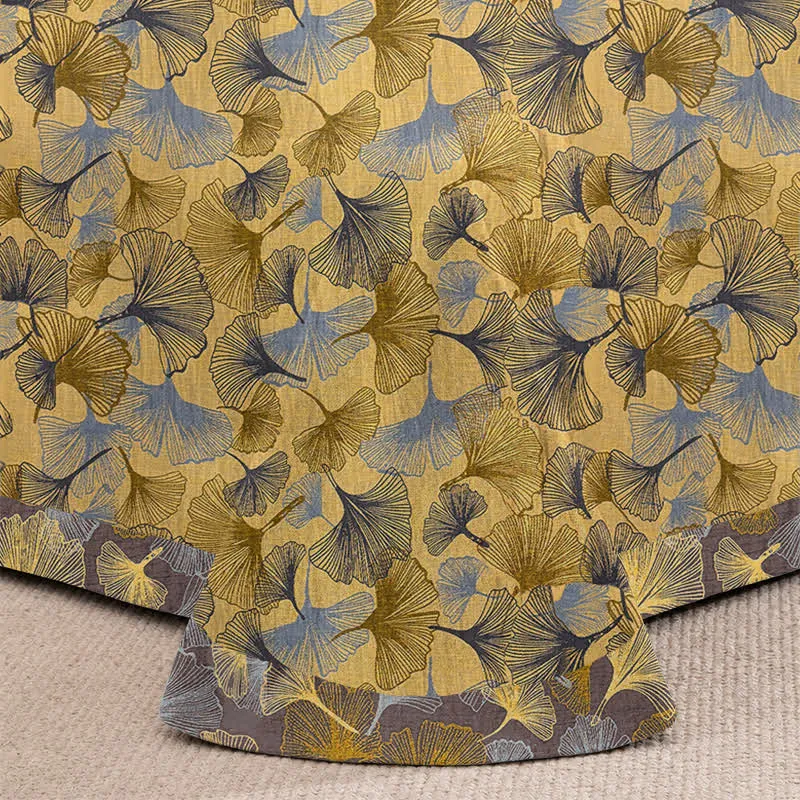 Bettwäsche-Set aus Baumwolle mit goldenem Ginkgoblatt