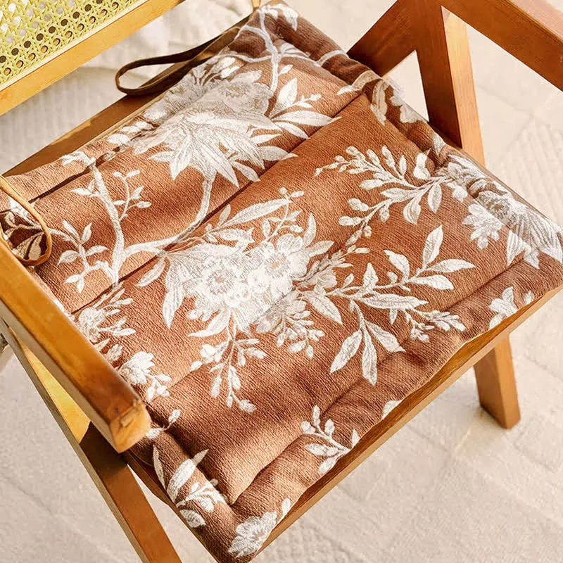 Vintage-Stuhlkissen aus Chenille mit Blumenmuster zum Binden