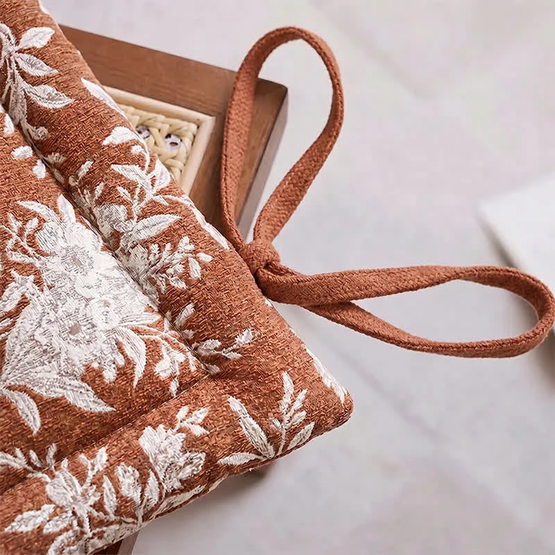 Vintage-Stuhlkissen aus Chenille mit Blumenmuster zum Binden
