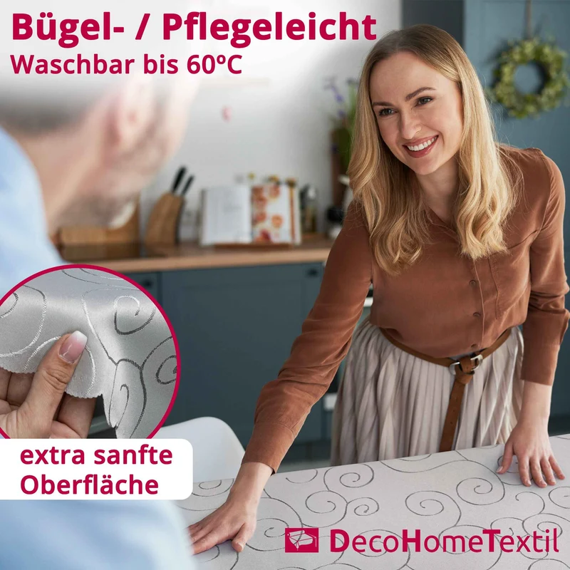 Kringel Ornamente Tischdecke Weiß eckig