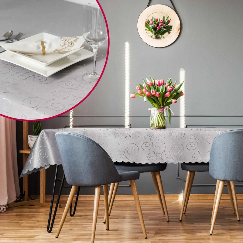Kringel Ornamente Tischdecke Terrakotta eckig