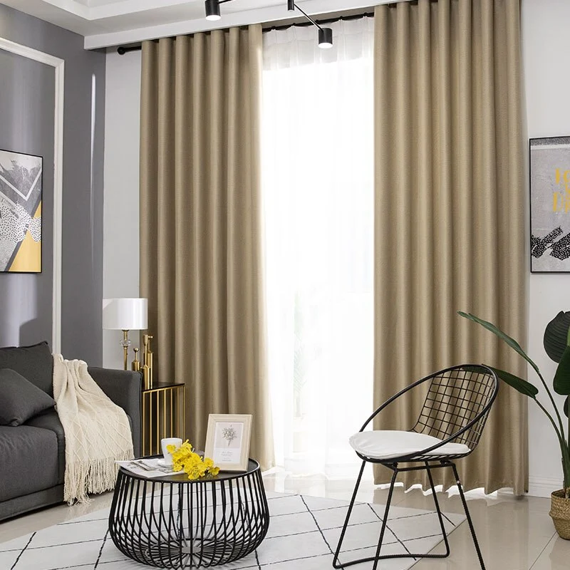 Verdunkelungsvorhang Tungo Beige in Leinenoptik
