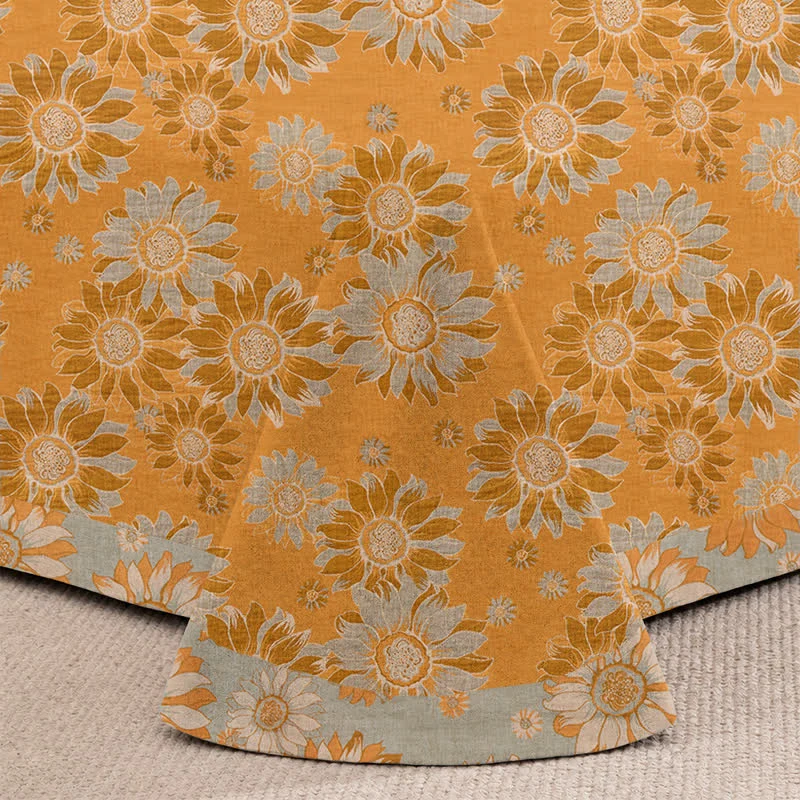 Tagesdecke aus Baumwollgaze mit Sonnenblumenmuster