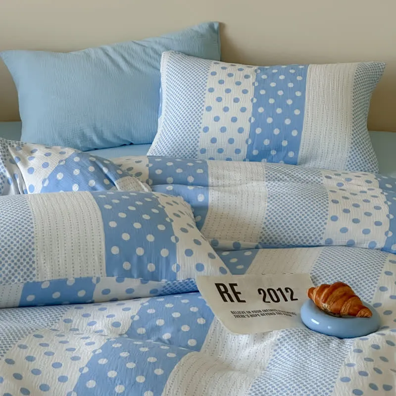 Patchwork-Bettwäsche-Set aus doppellagigem Baumwollgewebe mit Polka-Dots