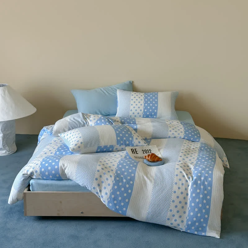 Patchwork-Bettwäsche-Set aus doppellagigem Baumwollgewebe mit Polka-Dots