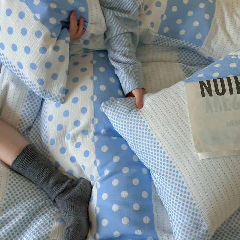 Patchwork-Bettwäsche-Set aus doppellagigem Baumwollgewebe mit Polka-Dots