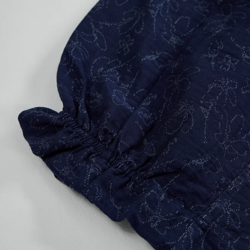 Retro-Loungewear-Set aus marineblauem Baumwoll-Tanktop mit Blumenmuster