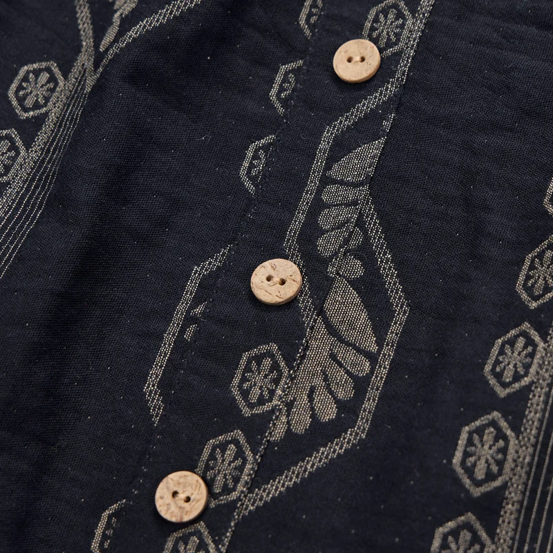 Vintage marineblaues geometrisches Baumwoll-Nachthemd