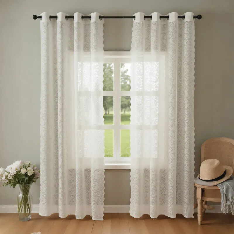 Ösen-Top, luftiger Voile-Spitzen-Vorhang