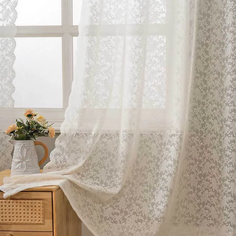 Ösen-Top, luftiger Voile-Spitzen-Vorhang