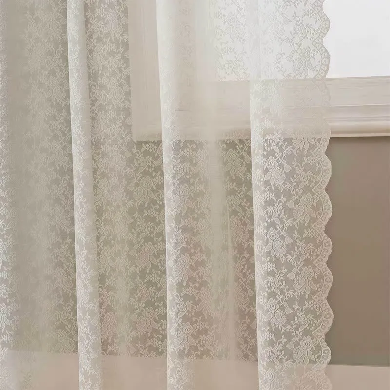 Ösen-Top, luftiger Voile-Spitzen-Vorhang