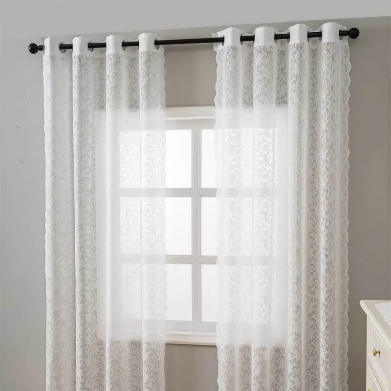 Ösen-Top, luftiger Voile-Spitzen-Vorhang