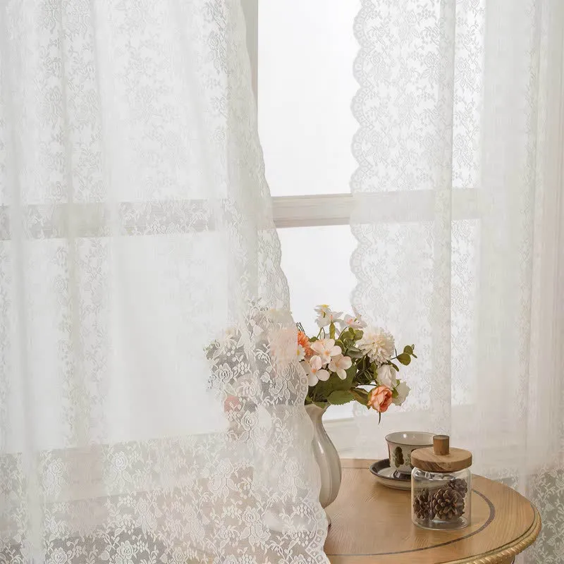 Ösen-Top, luftiger Voile-Spitzen-Vorhang