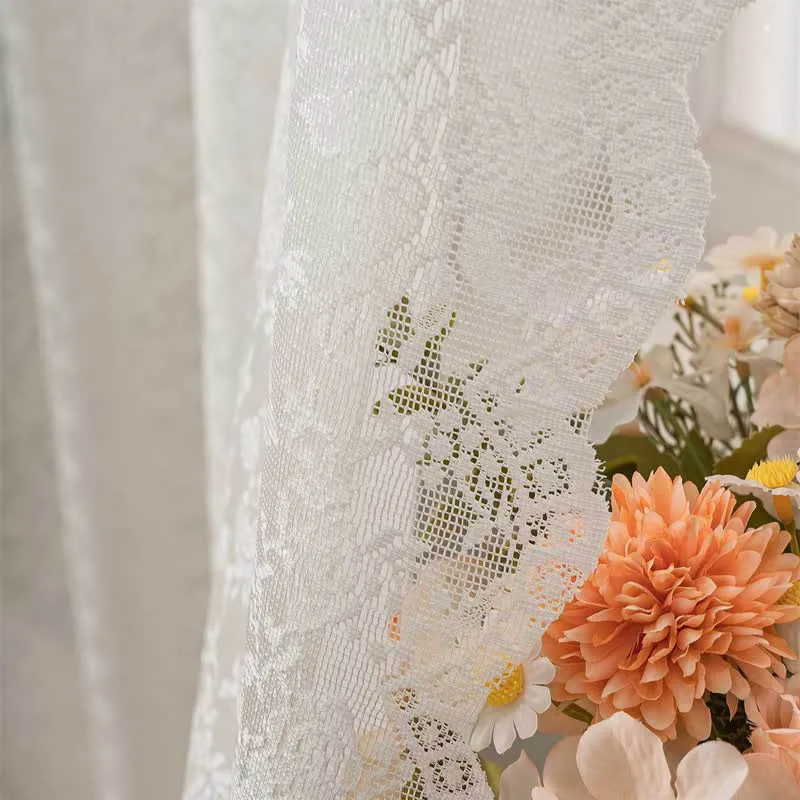 Ösen-Top, luftiger Voile-Spitzen-Vorhang