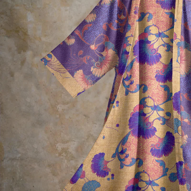 Kimono-Bademantel aus Baumwollgaze mit Blumenmuster