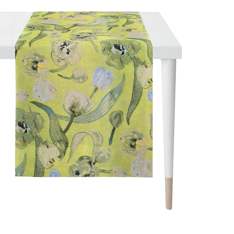 APELT 6728 Läufer Frühlingsmotiv elegente Blüten und Blätter