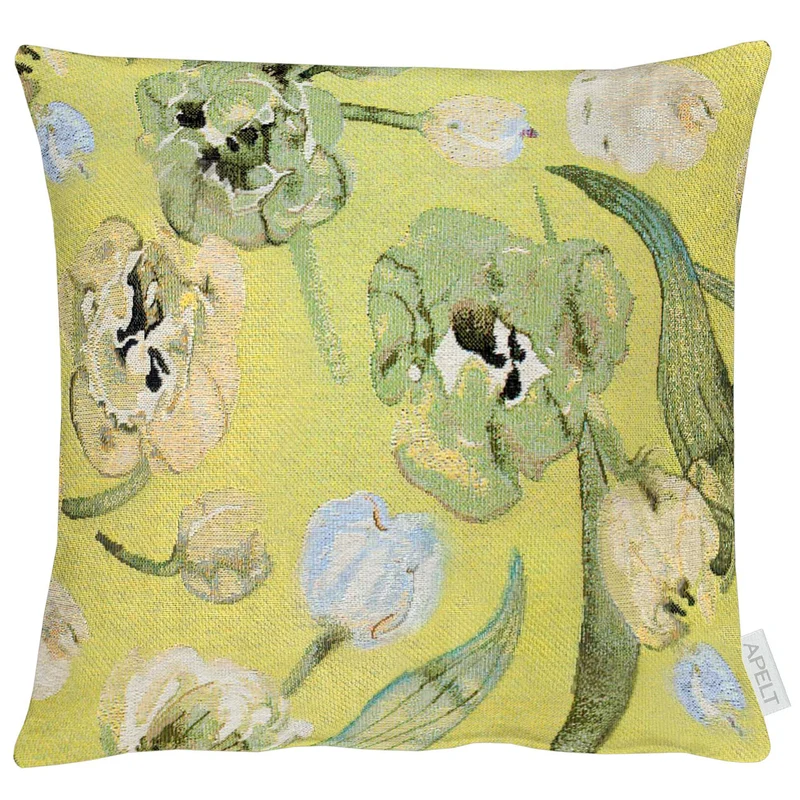 APELT 6728 Kissen Frühlingsmotiv elegente Blüten und Blätter