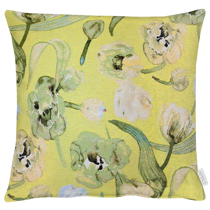 APELT 6728 Kissen Frühlingsmotiv elegente Blüten und Blätter