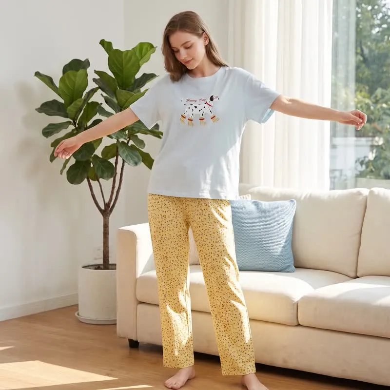 Loungewear-Set aus Baumwolle mit niedlichem Hundemotiv