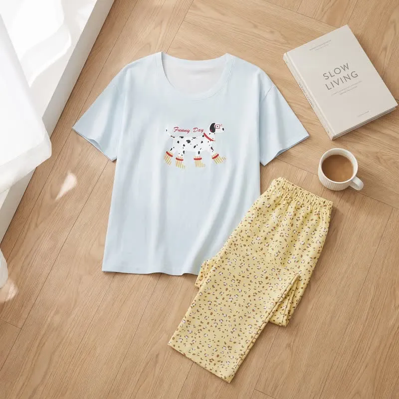 Loungewear-Set aus Baumwolle mit niedlichem Hundemotiv